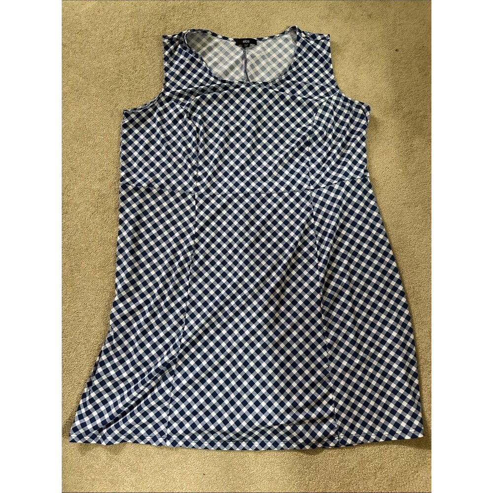 ellos Blue and White Gingham Sleeveless Dress